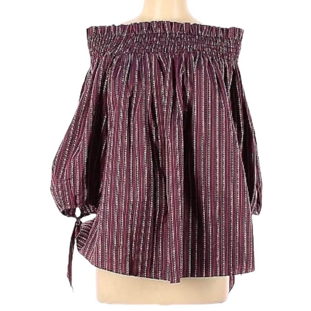 CAROLINE CONSTAS Striped Off-the-Shoulder Blouse Size Large -- NWT - Picture 3 of 9